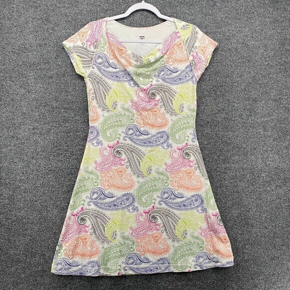 Title Nine Dress Womens S Multicolor Paisley Cowl Neck Athleisure Performance - Picture 1 of 10